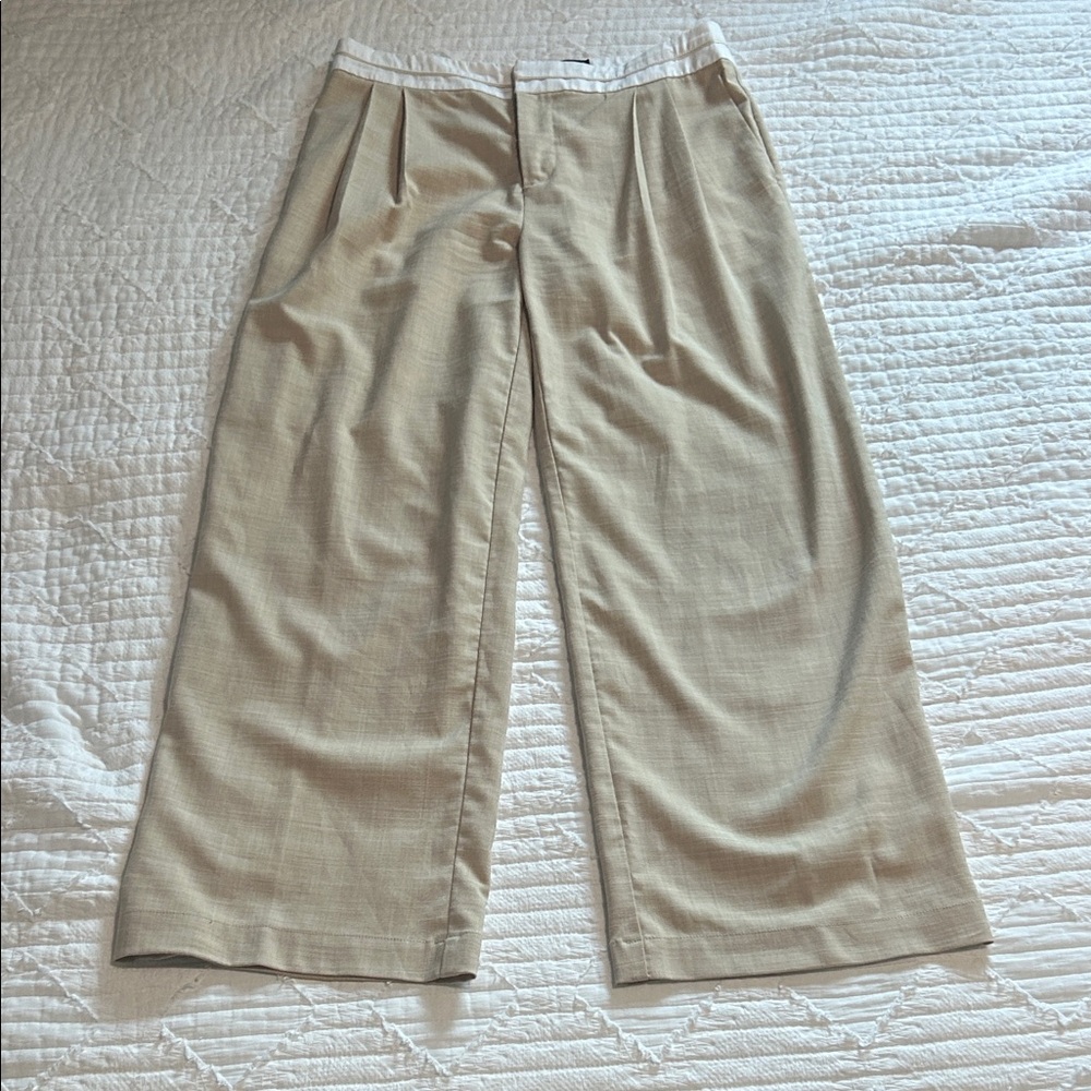 Beige Wide-Leg Trousers